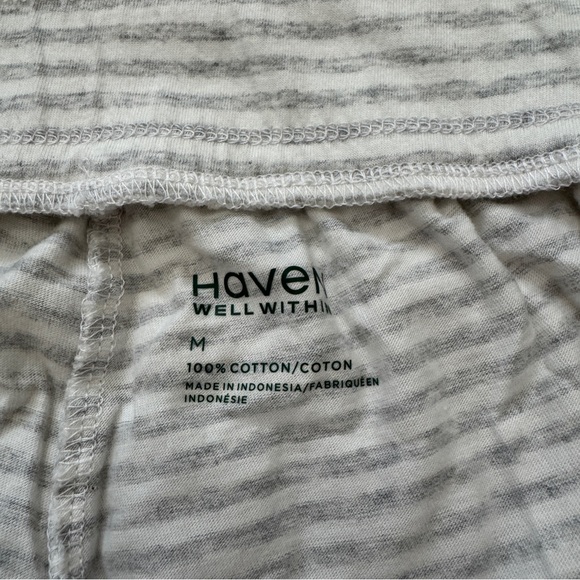 Haven Well Within Pajama PJ Set ~ Small Long Sleeve Top Medium Pants Gray Stripe - Picture 13 of 13